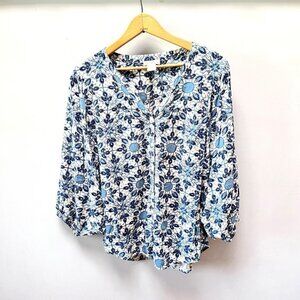 Lucky Brand Blue Floral‎ Long Sleeve Top- Size S